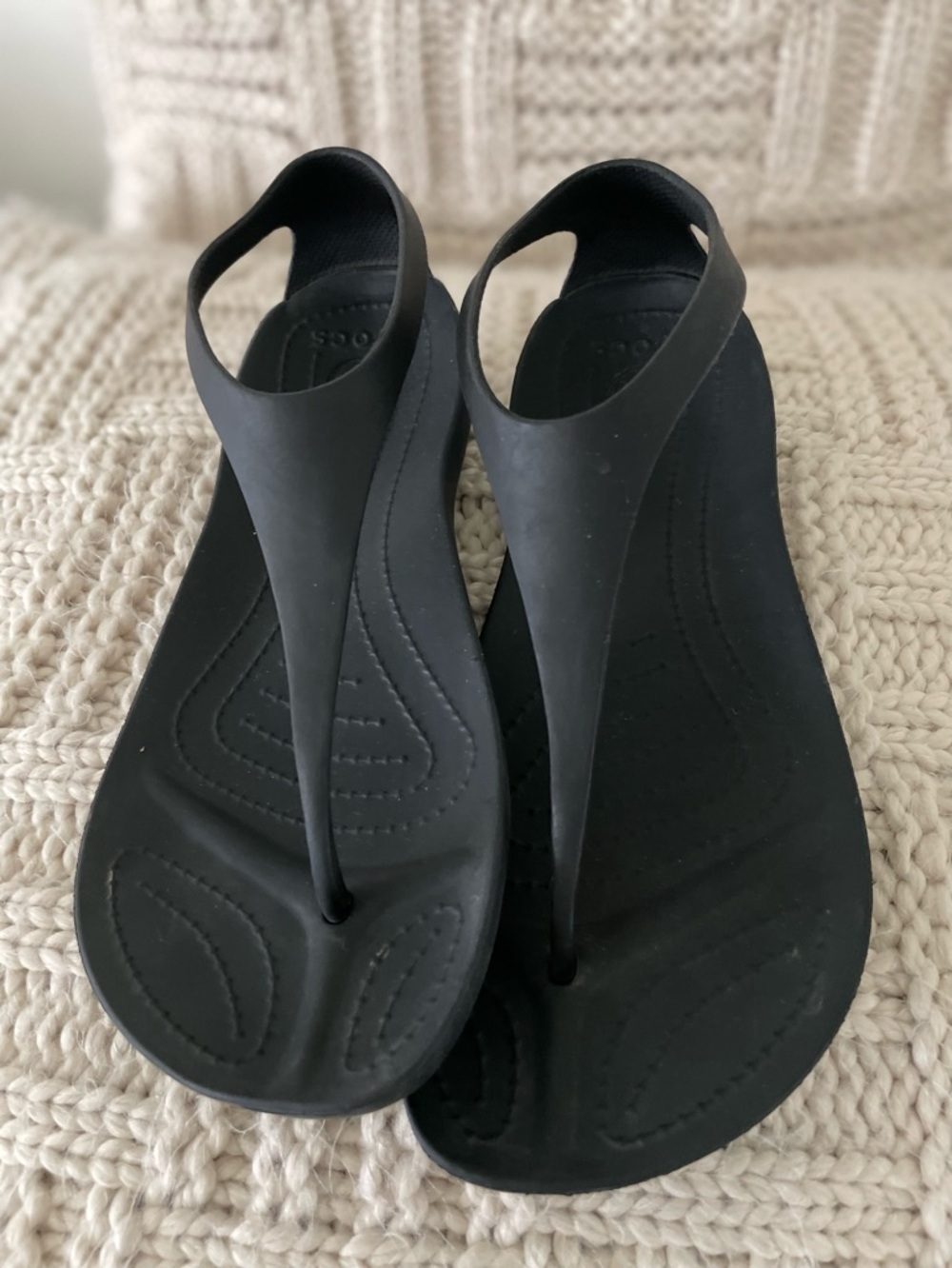 CROCS Sexi Serena Size 8 Black Sandals Flip Flop Slingback - Picture 5 of 6